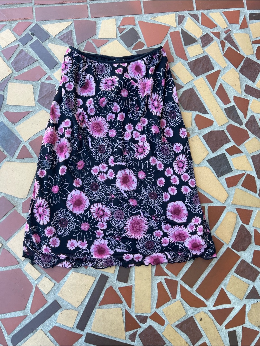 Wrapper Black Skirt with Pink Floral Print